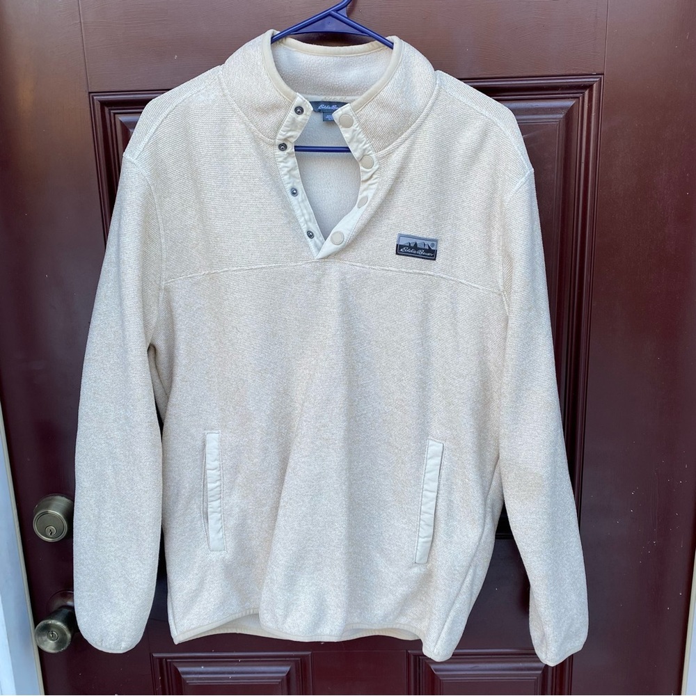 NWOT S Eddie Bauer quarter zip sweater pullover quarterzip beige